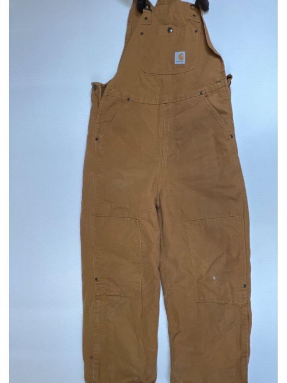 Carhartt Youth Boys Bib Overalls Brown Quilted Lined Utility Pants Size 14